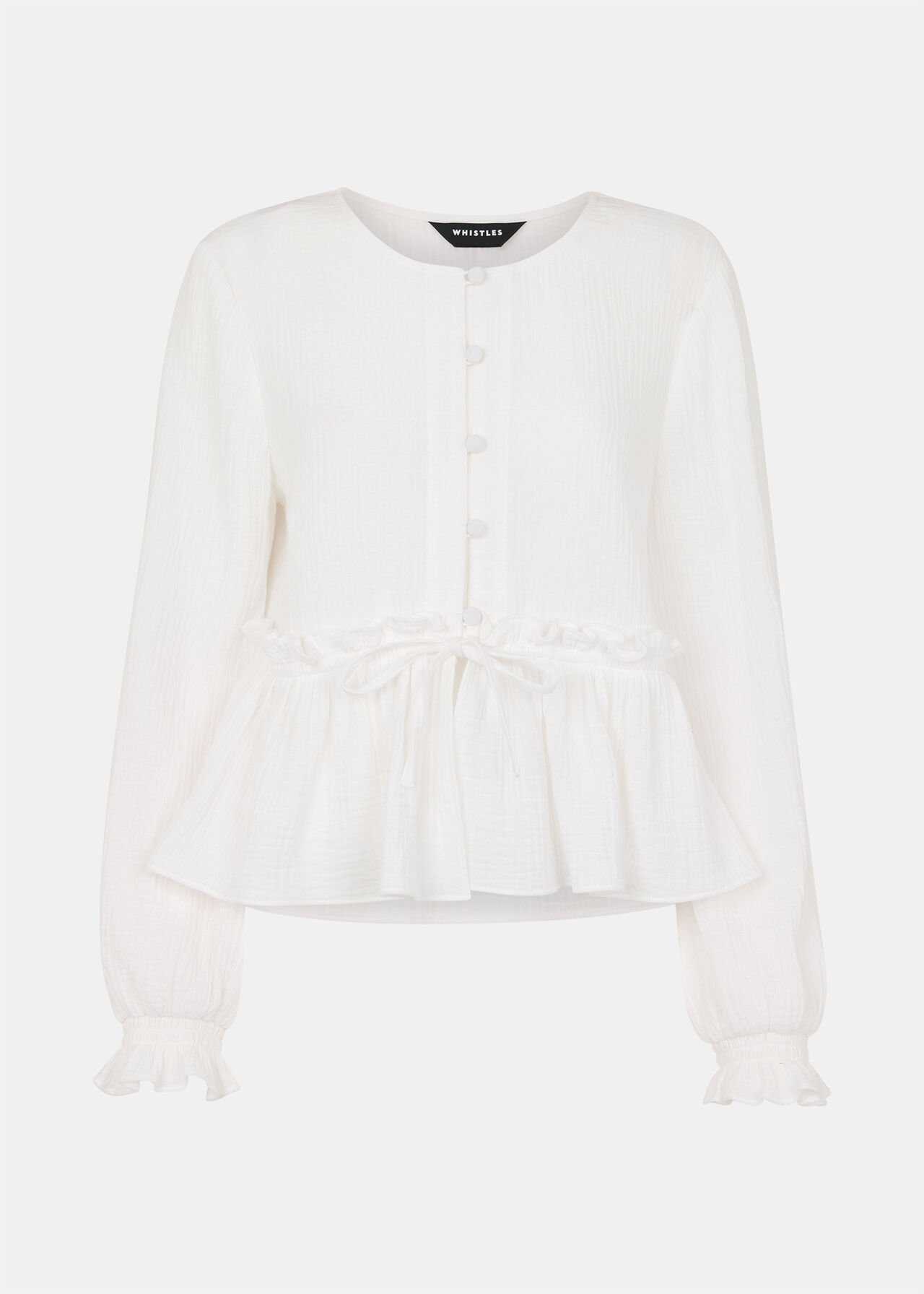 Cotton Frill Peplum Blouse