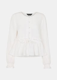 Cotton Frill Peplum Blouse