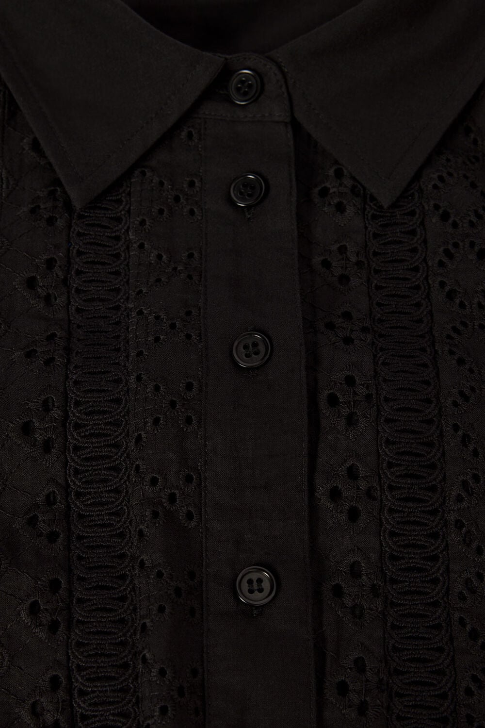 Black Broderie Cotton Shirt