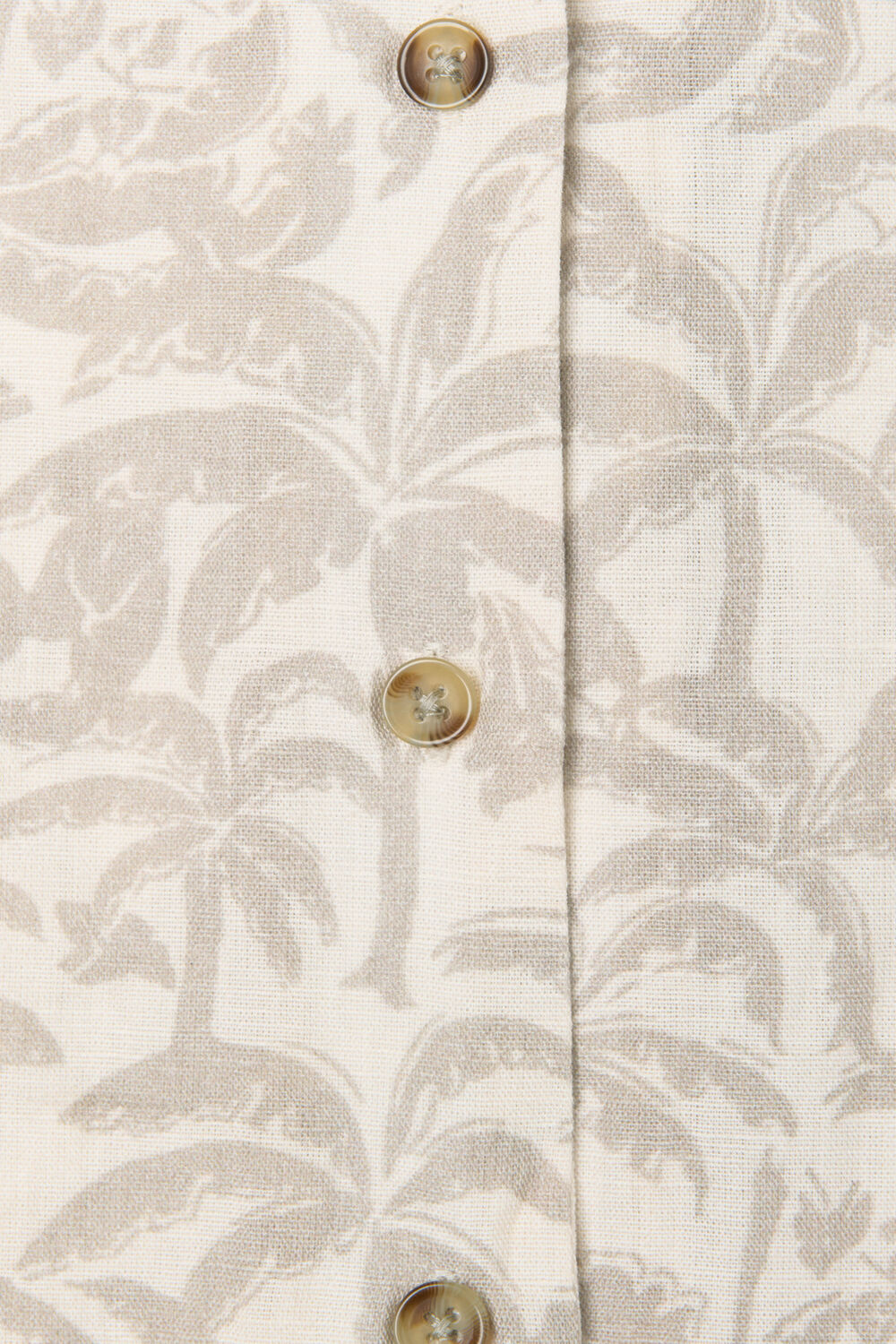 Ivory Palm Print Linen Blend Dress
