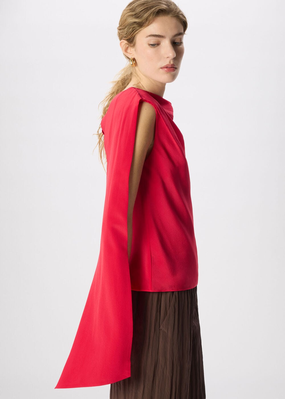 Cowl Neck Silk Drape Top