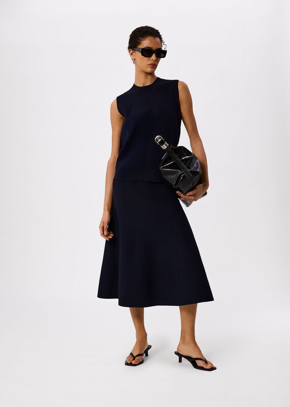 Navy Round Neck Detail Tank