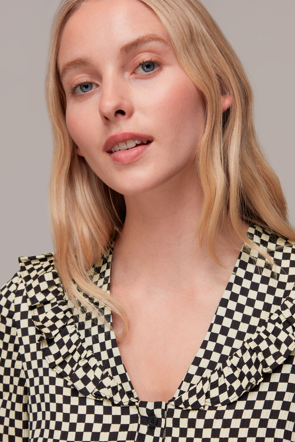 Checkerboard Collar Detail Top