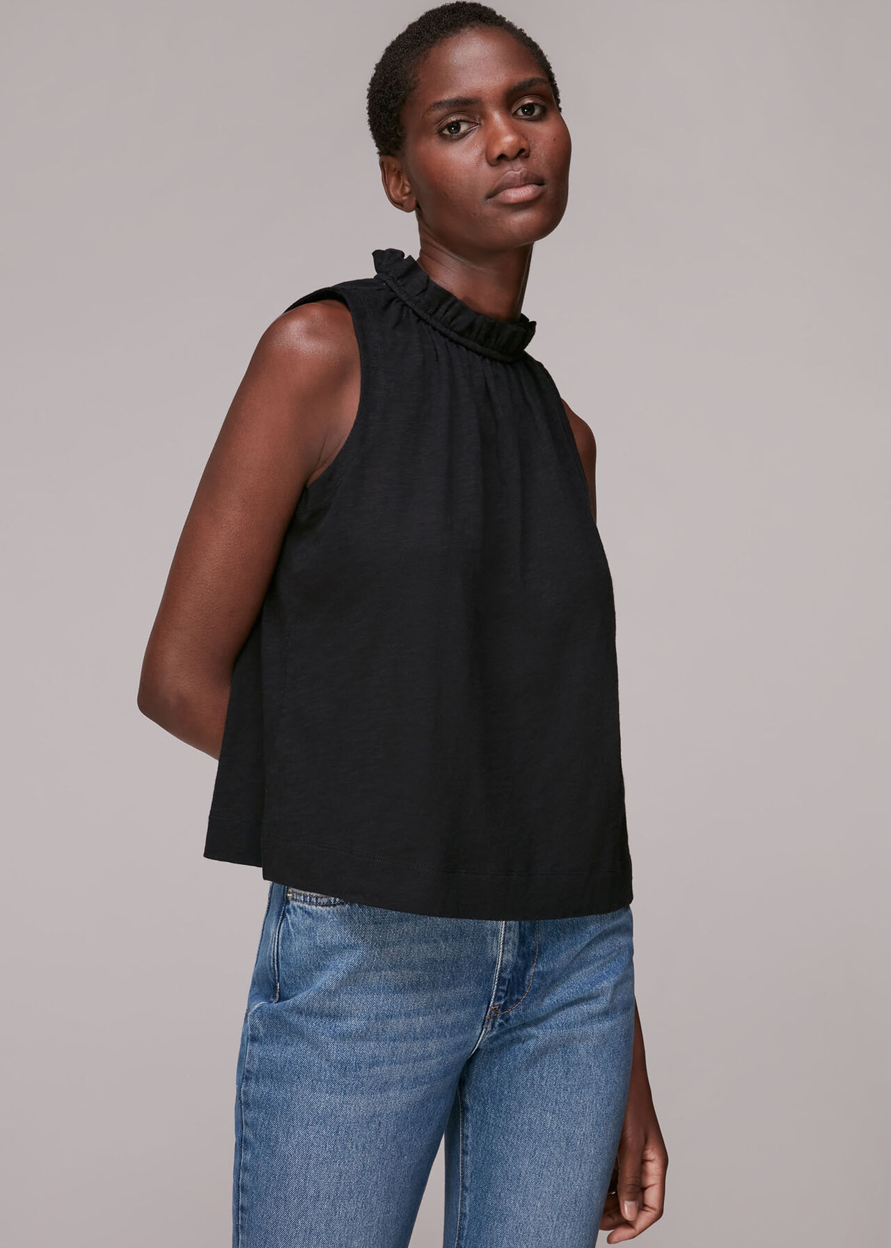 Ruched Neck Sleeveless Top