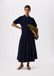 Textured Drop Waist Midi Dress