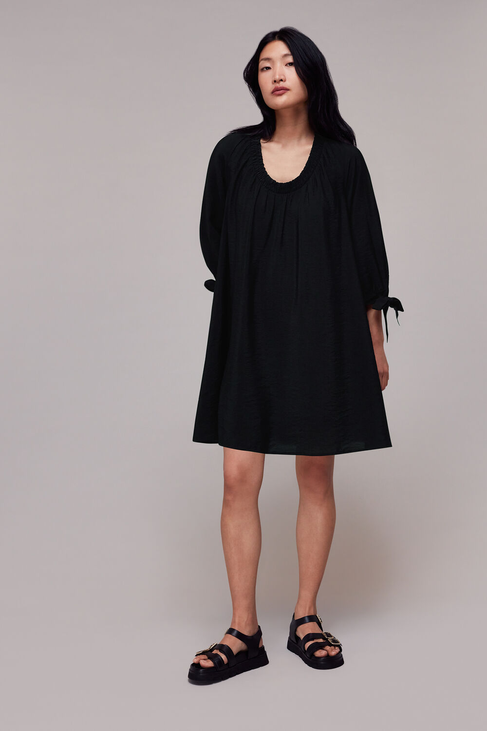 Lydia Gathered Trapeze Dress