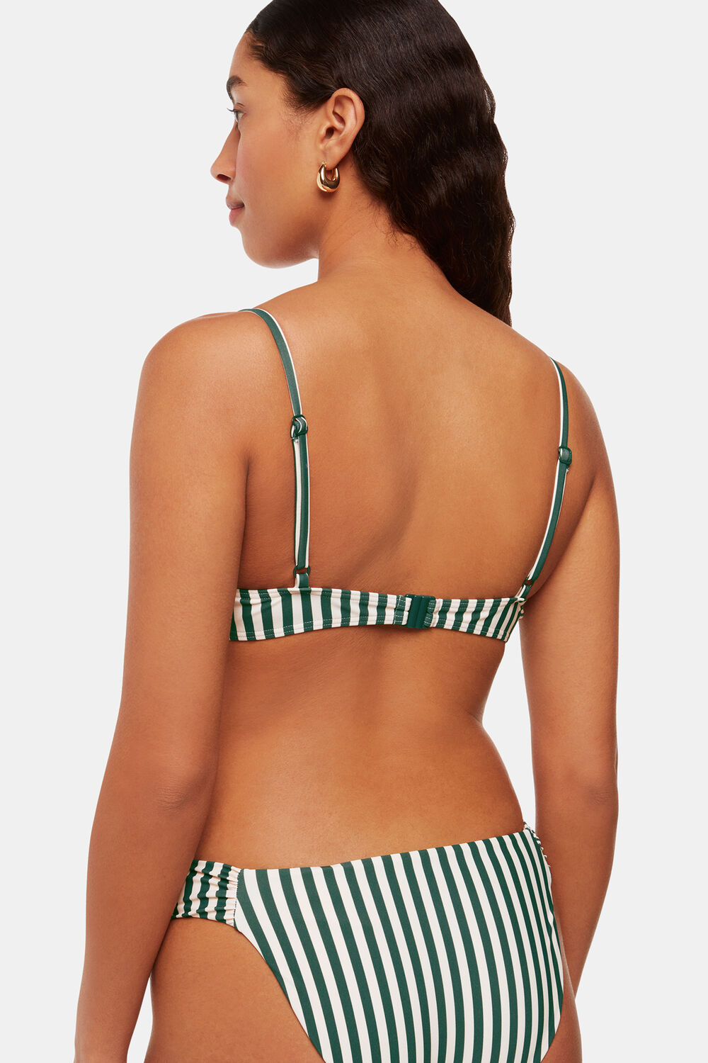 Green Stripe Bikini Top