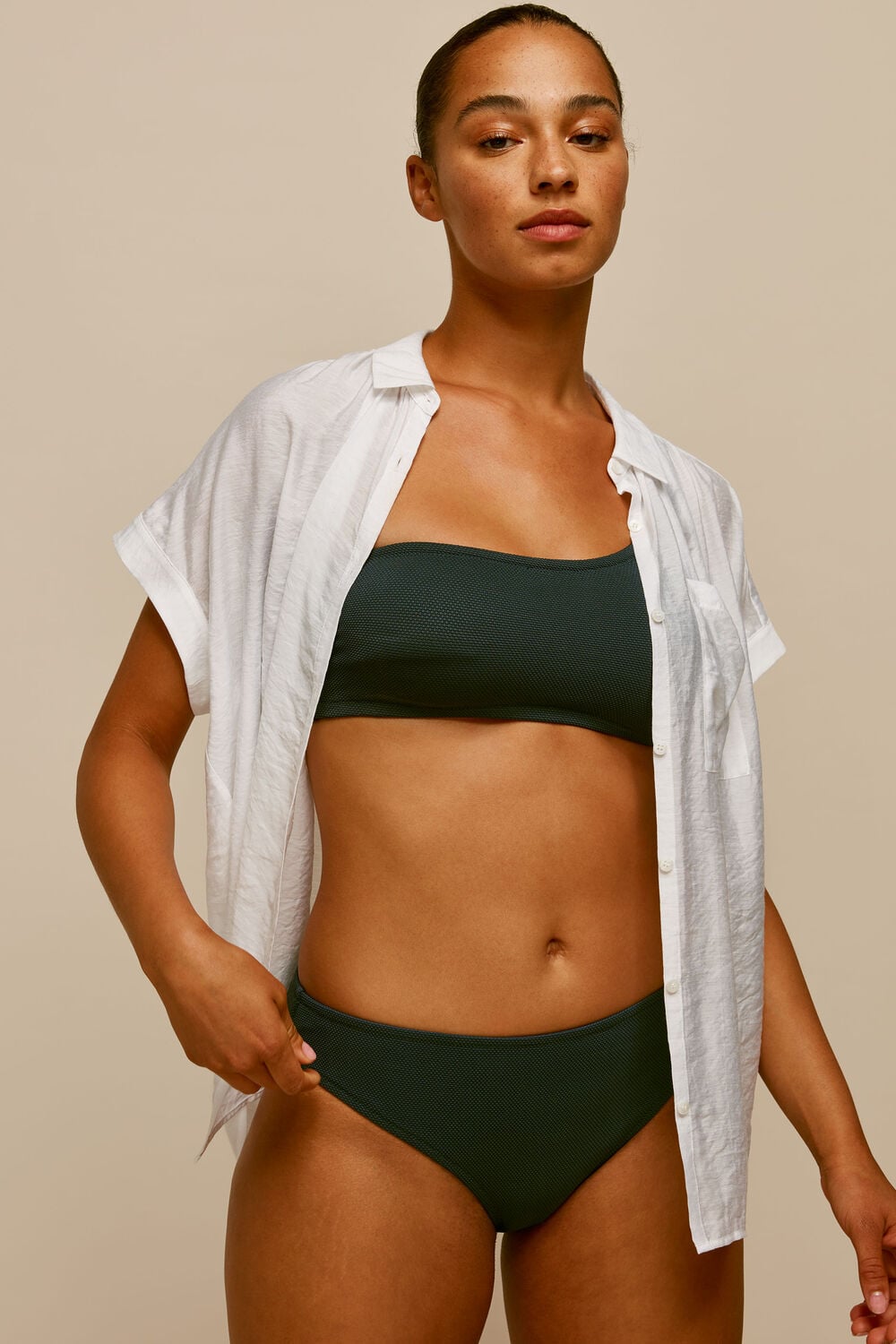 Dark Green High Waisted Bikini Bottom