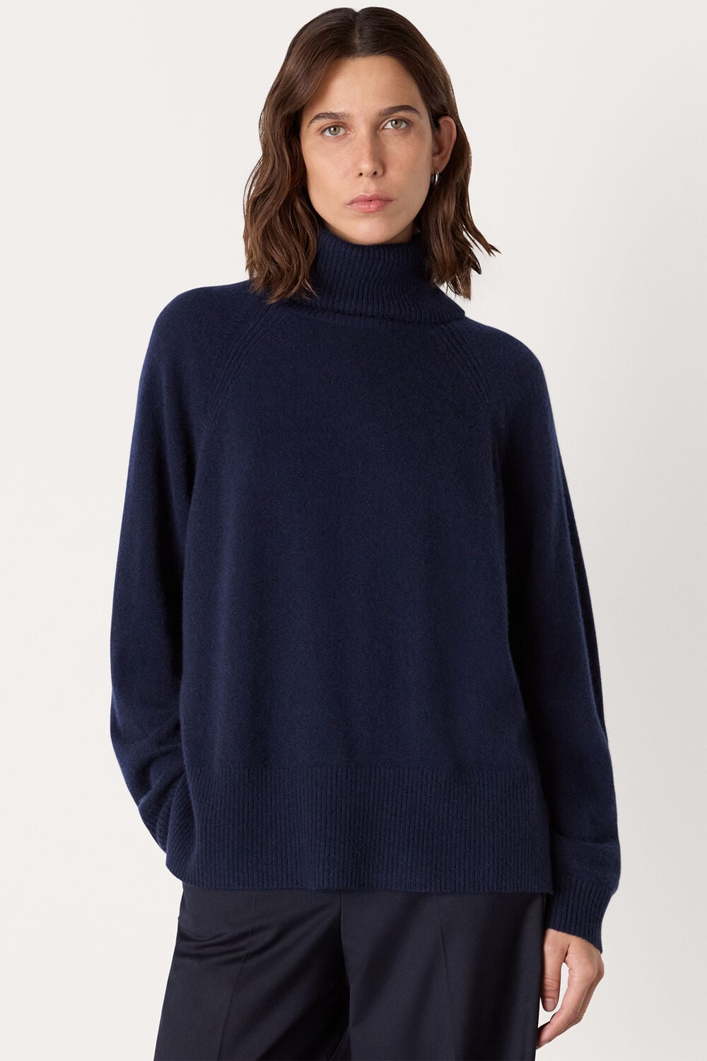 Navy Cashmere Turtleneck Sweater