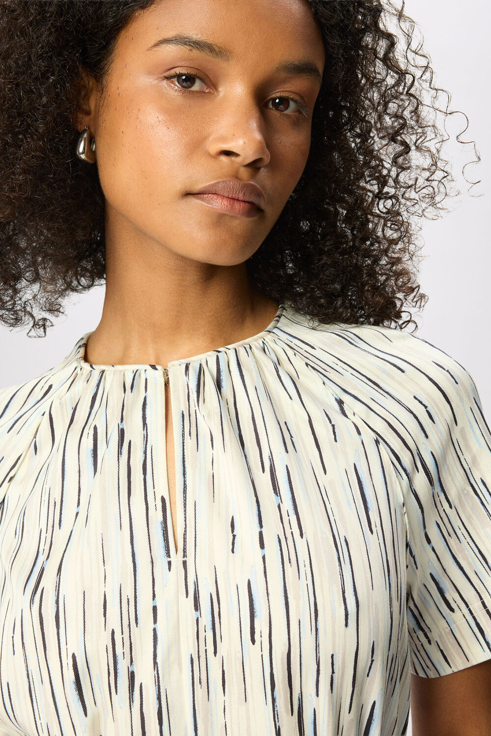 Ivory Petite Abstract Stripe Short Dress