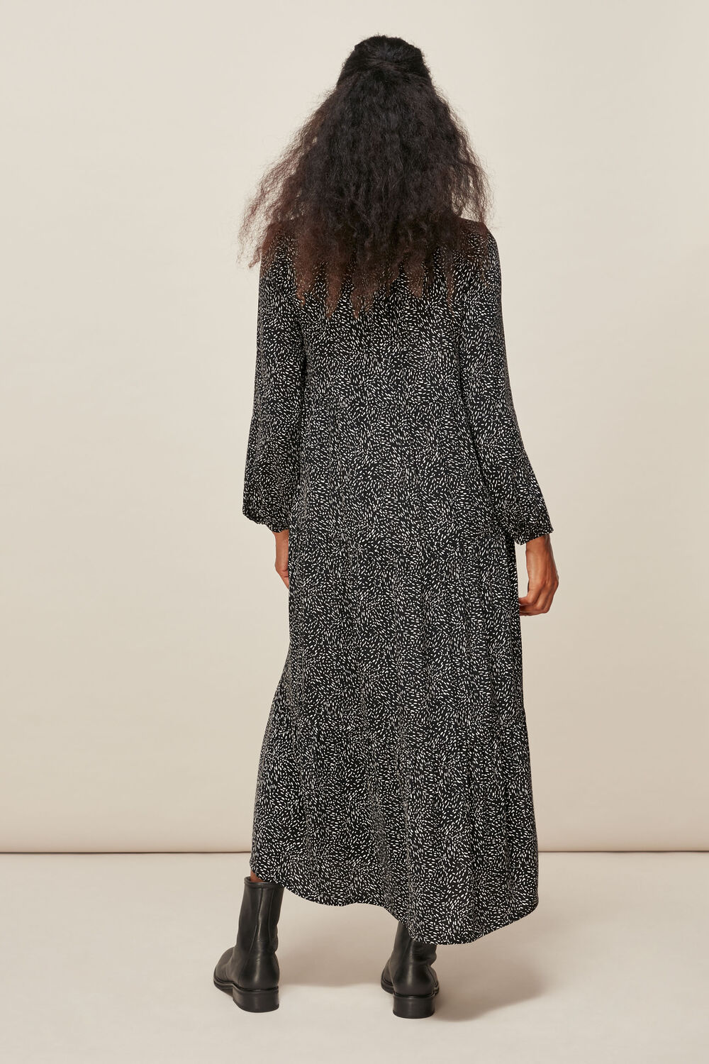Black and White Freckle Print Enora Dress