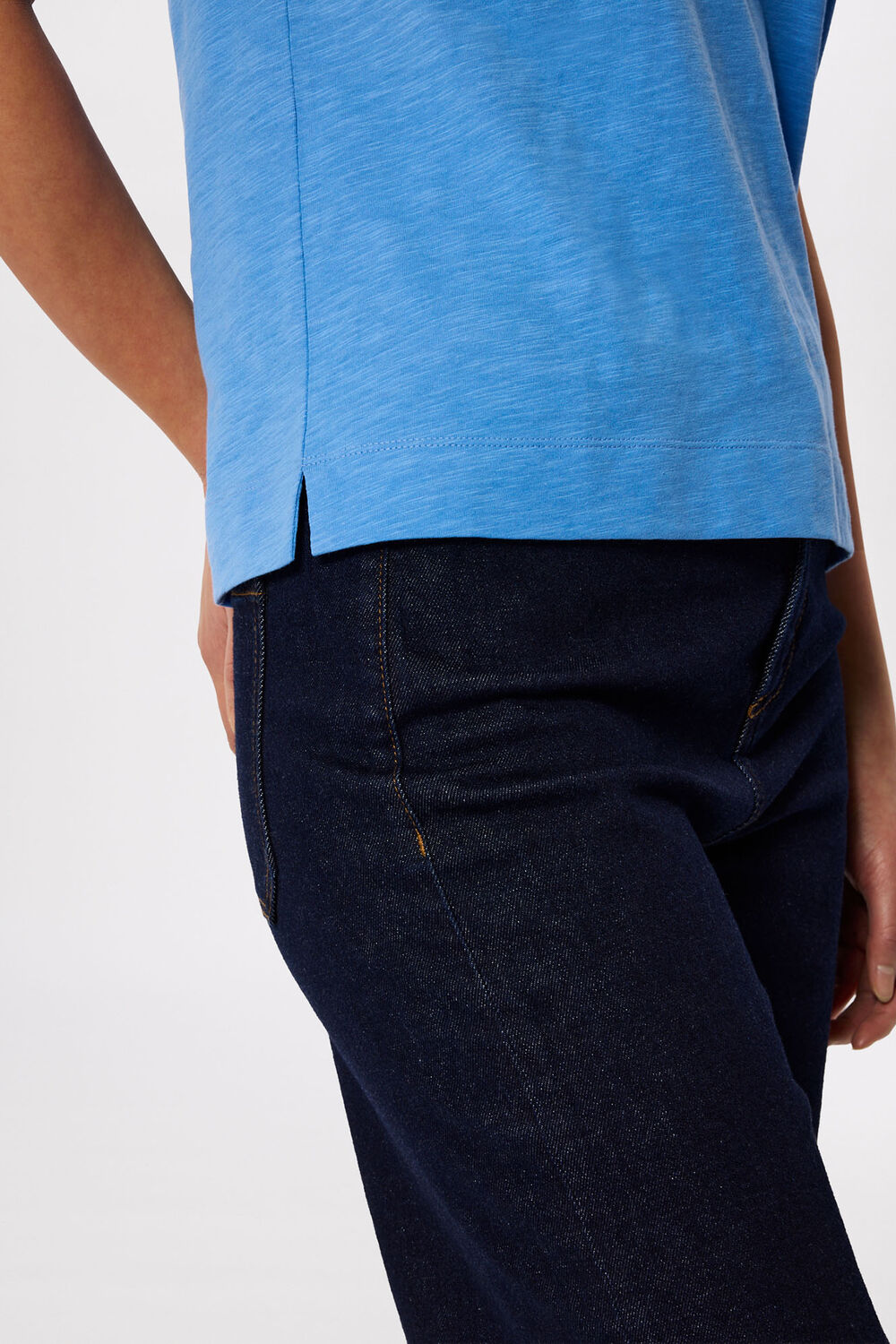 Blue Willa V-Neck Cap Sleeve Tee