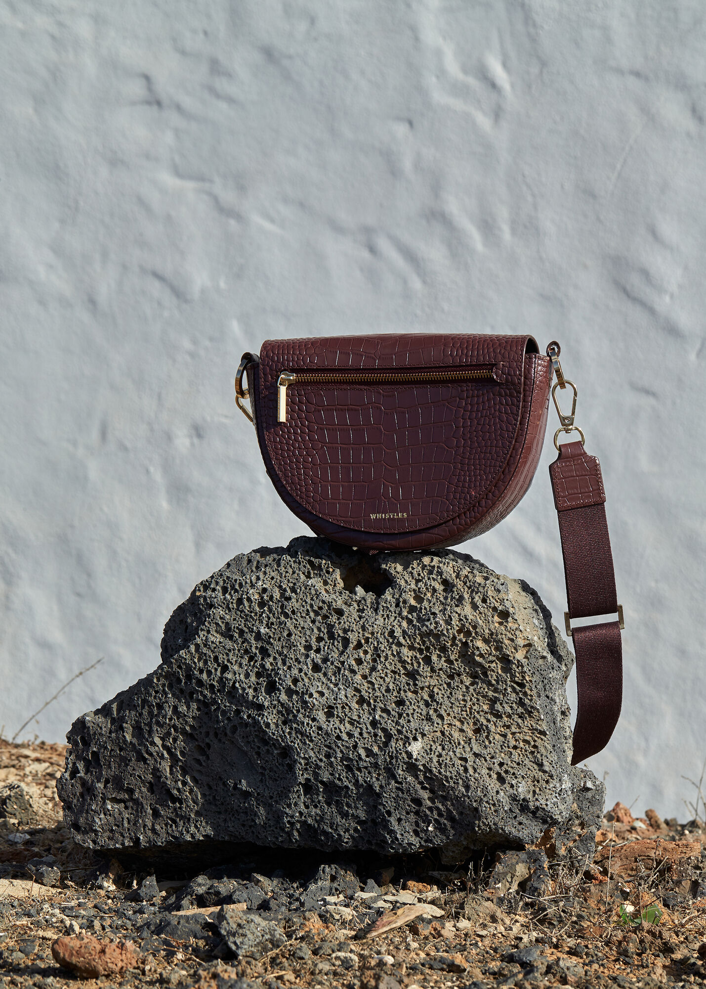 Plum Monty Half Moon Croc Bag WHISTLES