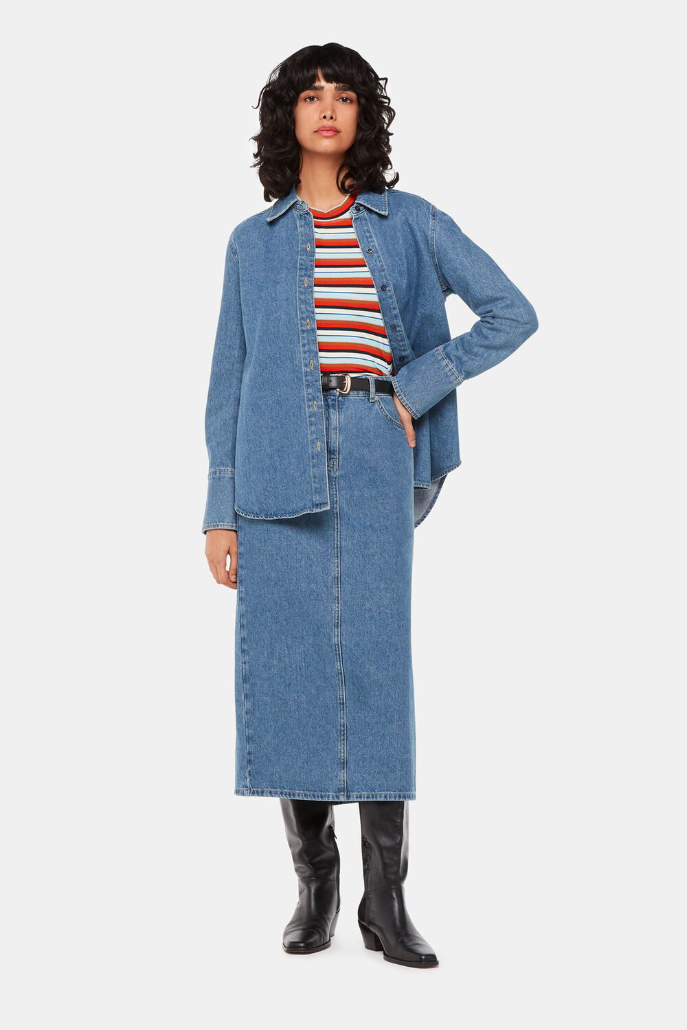 Stripe Ribbed Crew