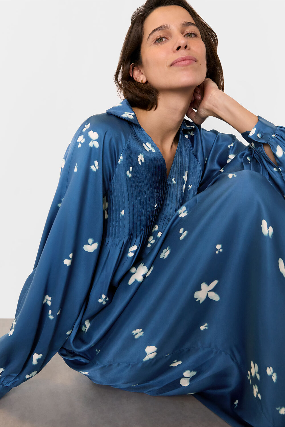 Blue Sun Bleached Floral Dress