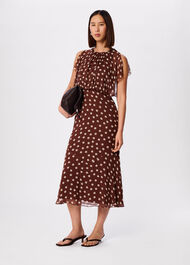 Petite Polka Dot Print Midi Dress