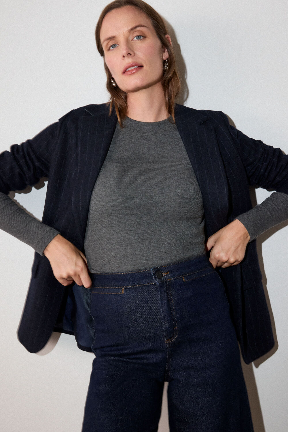 Dark Grey Essential Ribbed Crew
