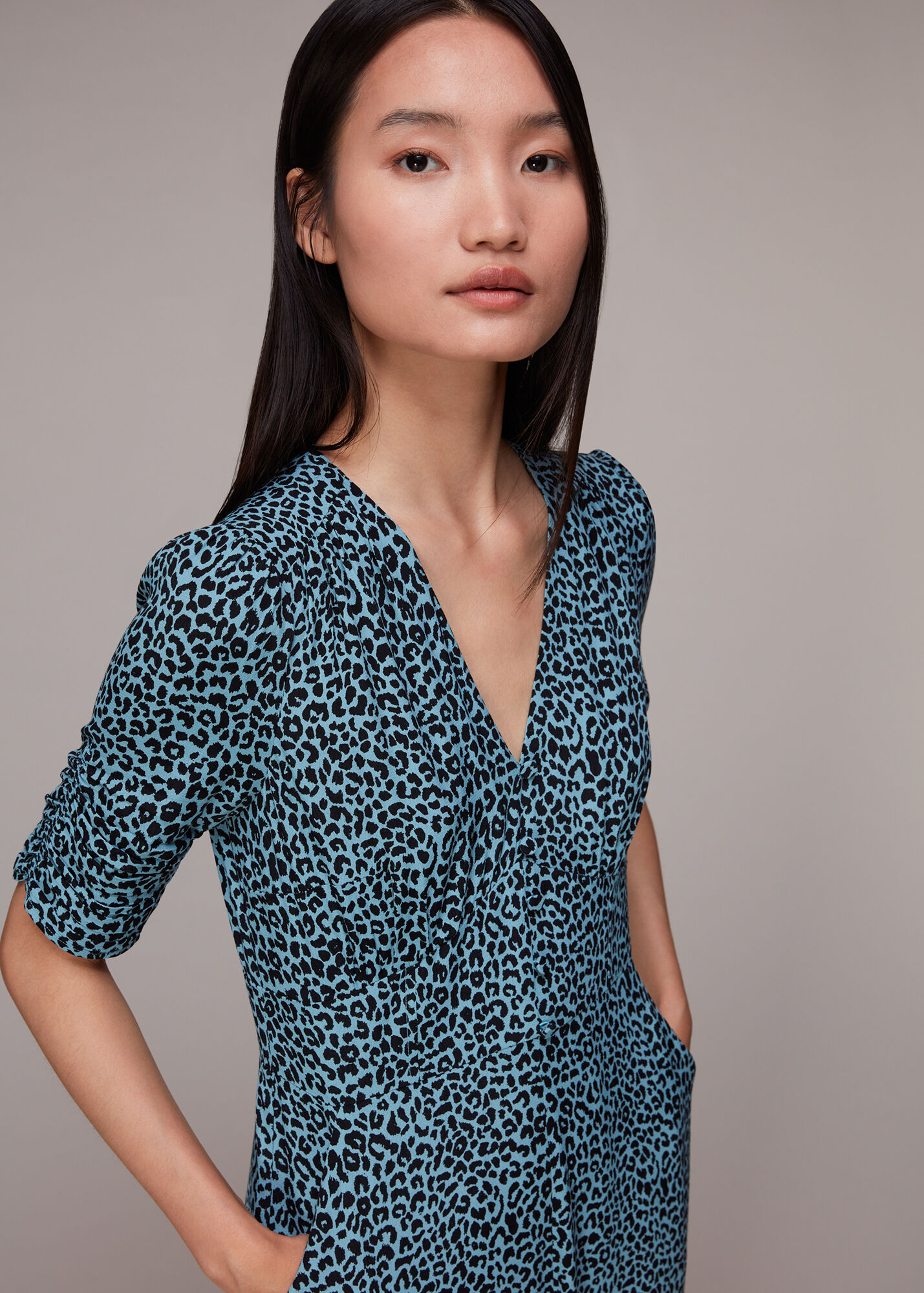 Blue/Multi Classic Leopard Print Jumpsuit WHISTLES