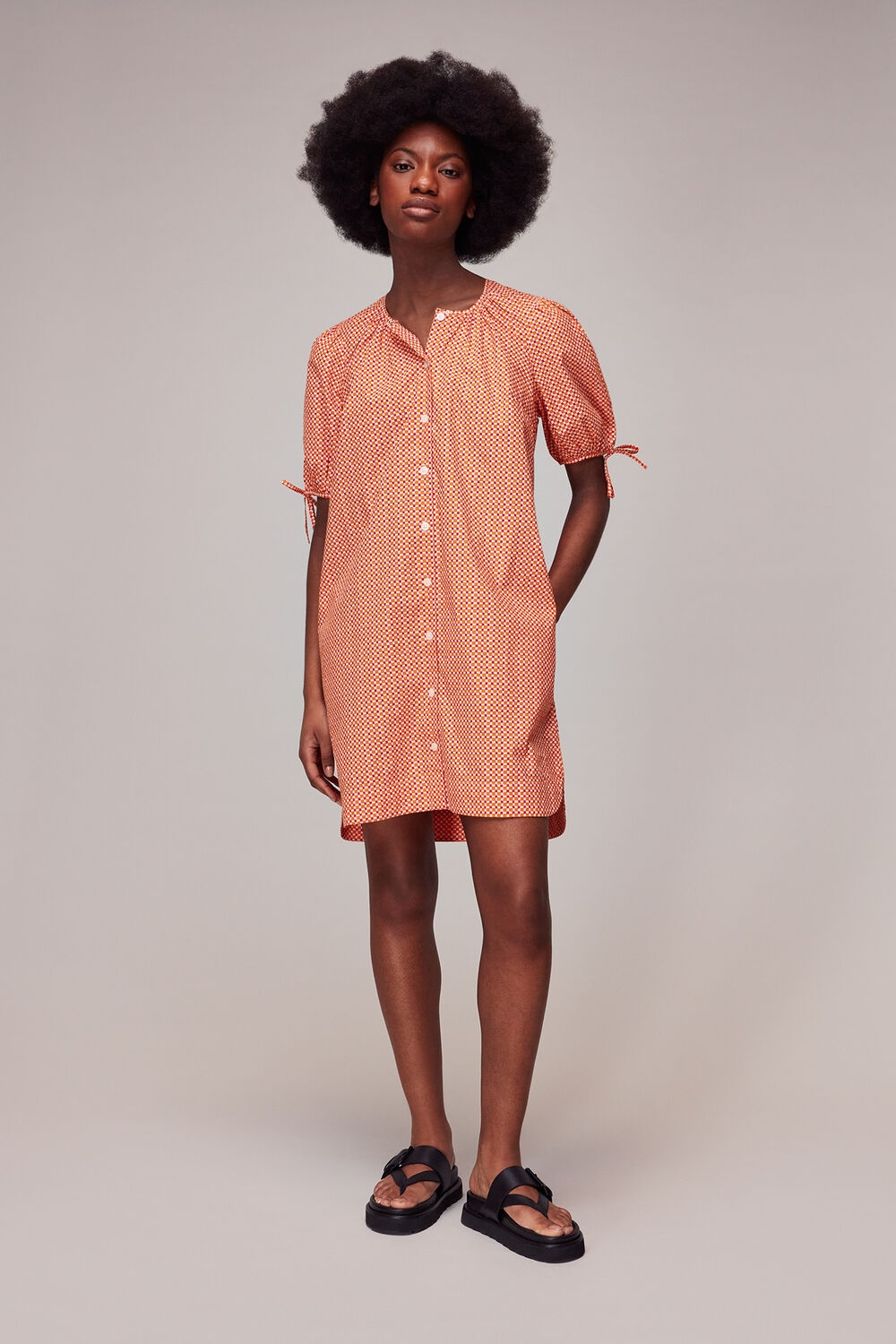Ditsy Square Button Up Dress