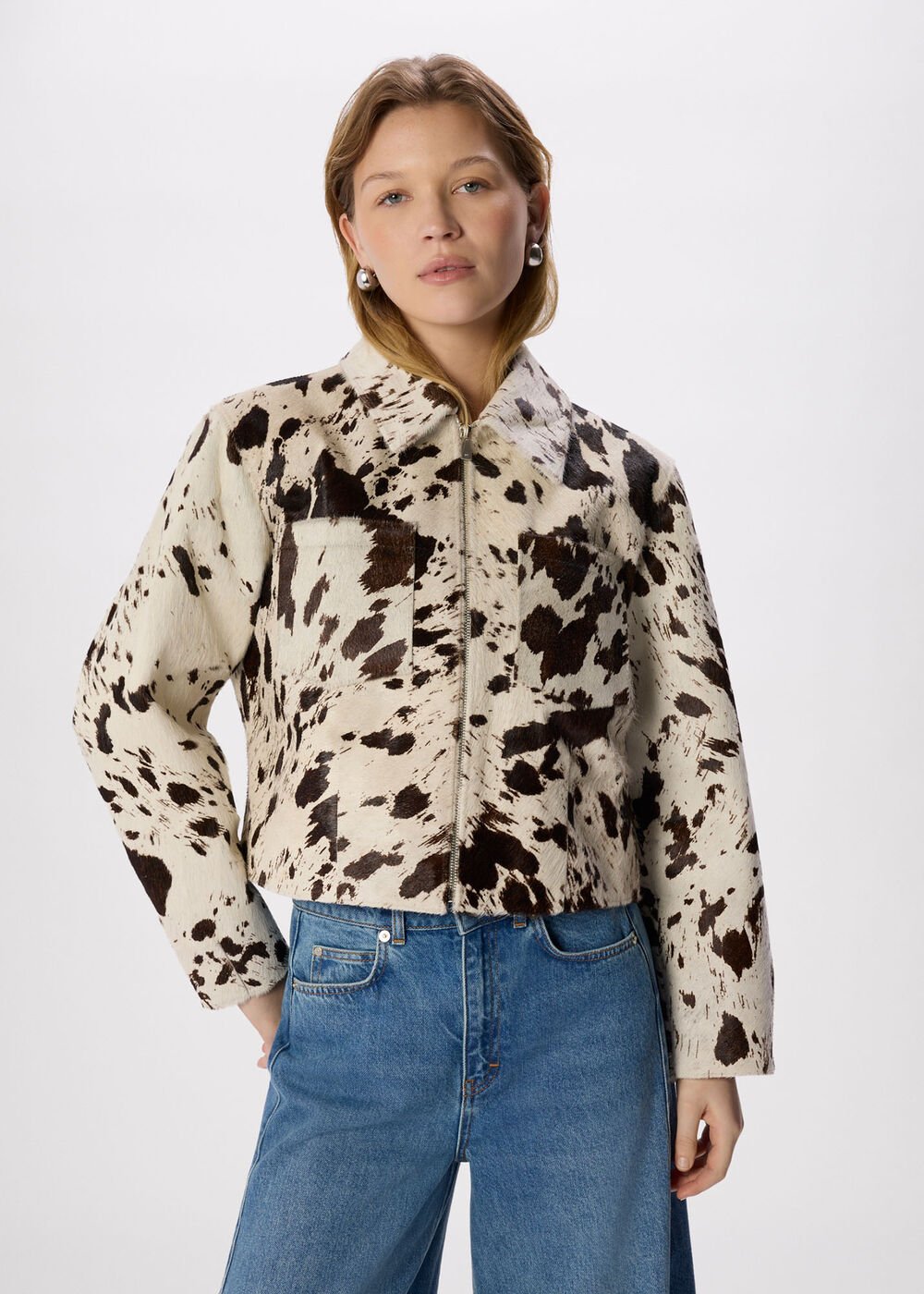 Cow Print Zip Jacket
