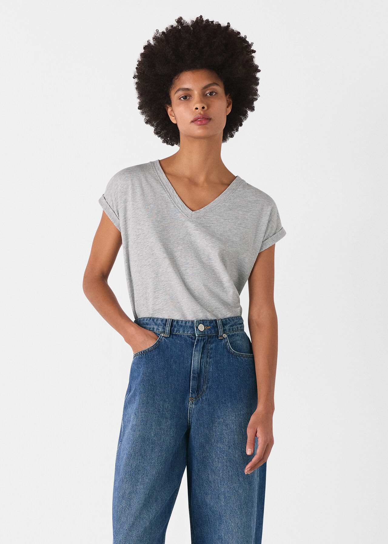 Willa V-Neck Cap Sleeve Tee
