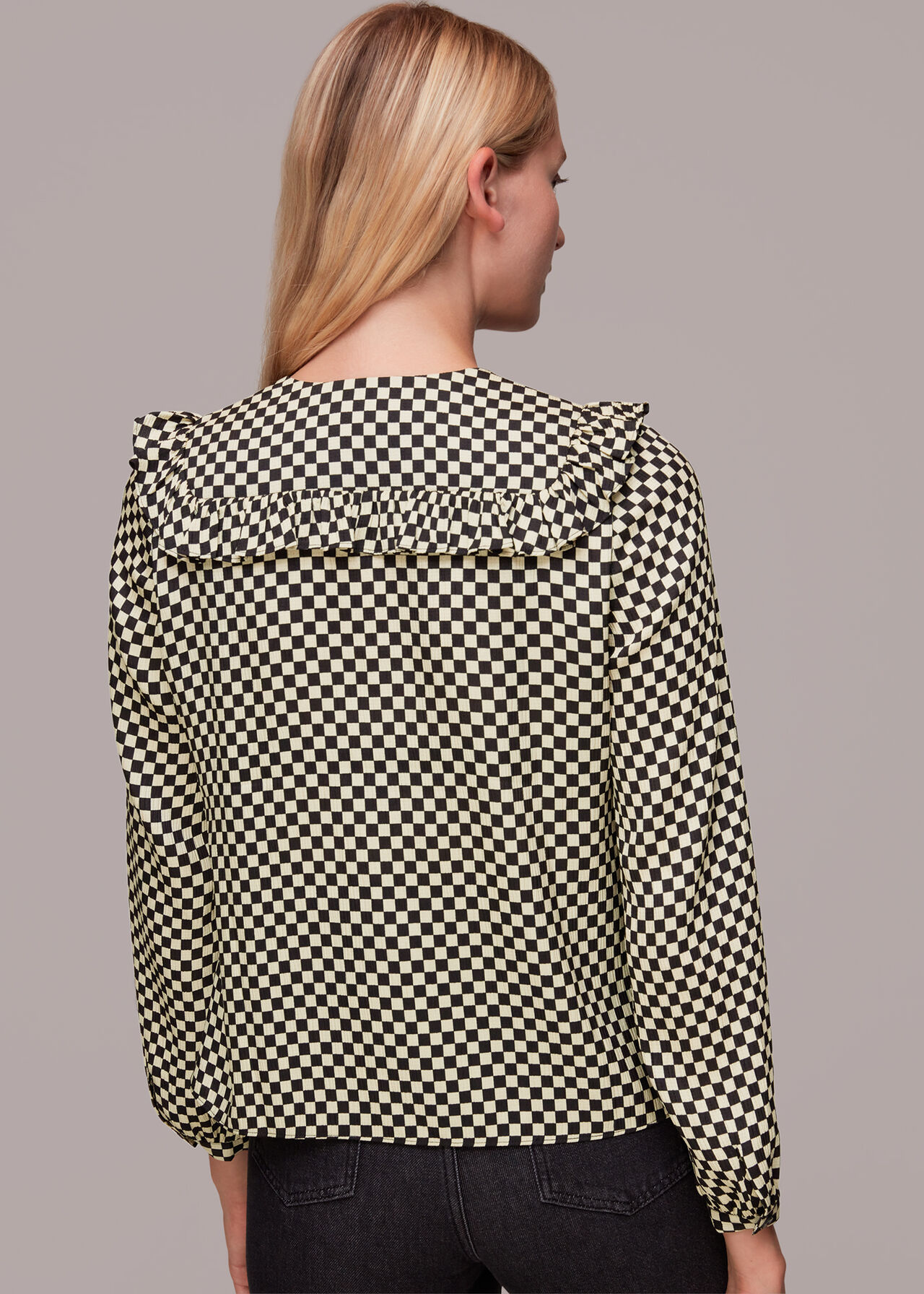 Checkerboard Collar Detail Top