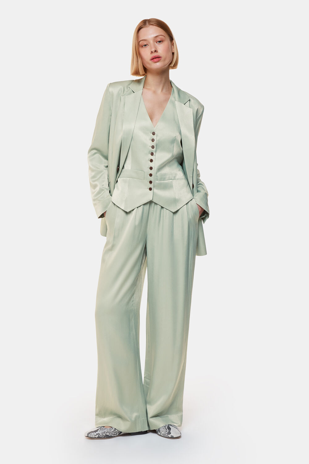 Sage Green Rita Luxe Elasticated Trouser