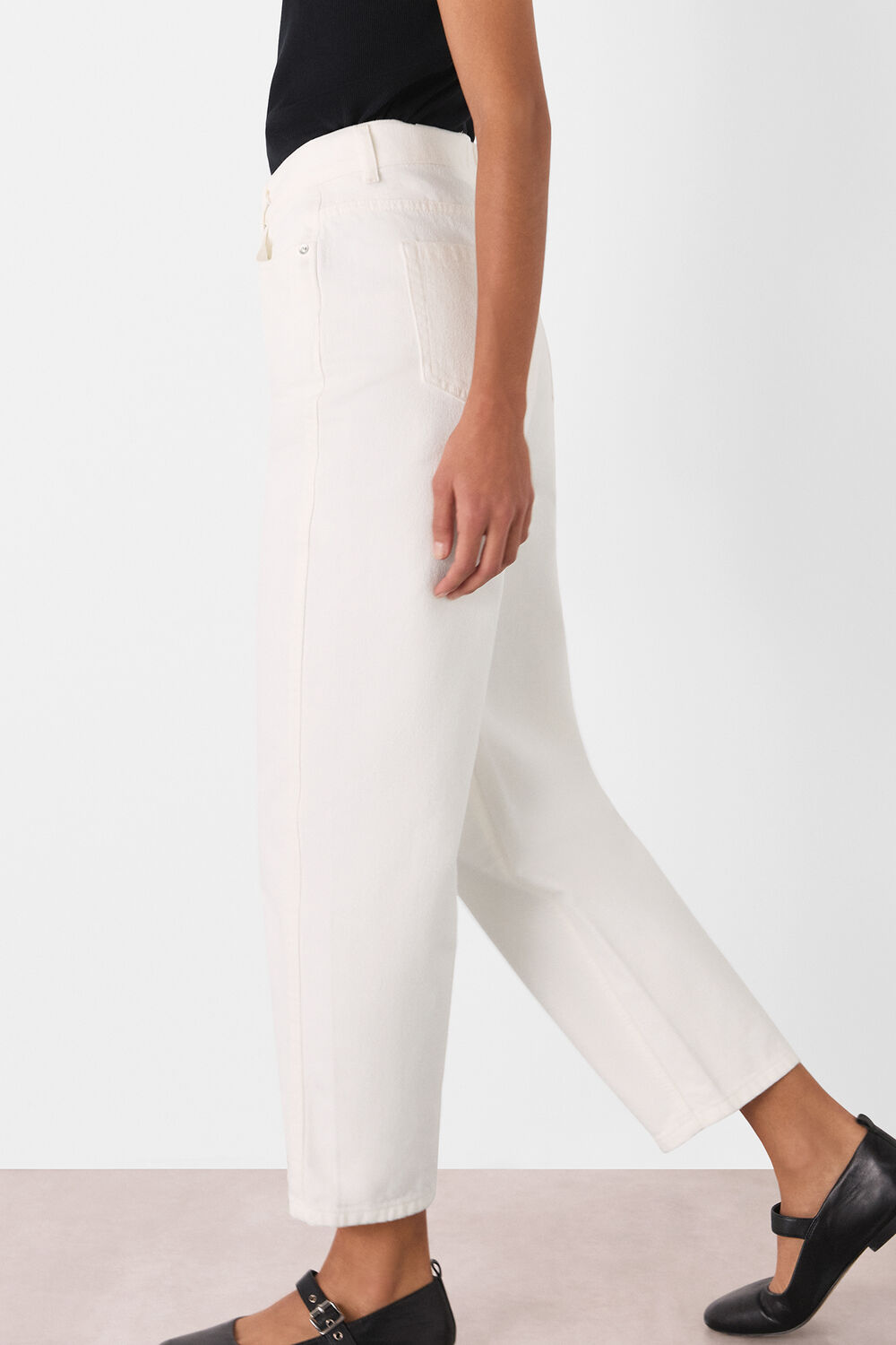 White Authentic Barrel Leg Jean