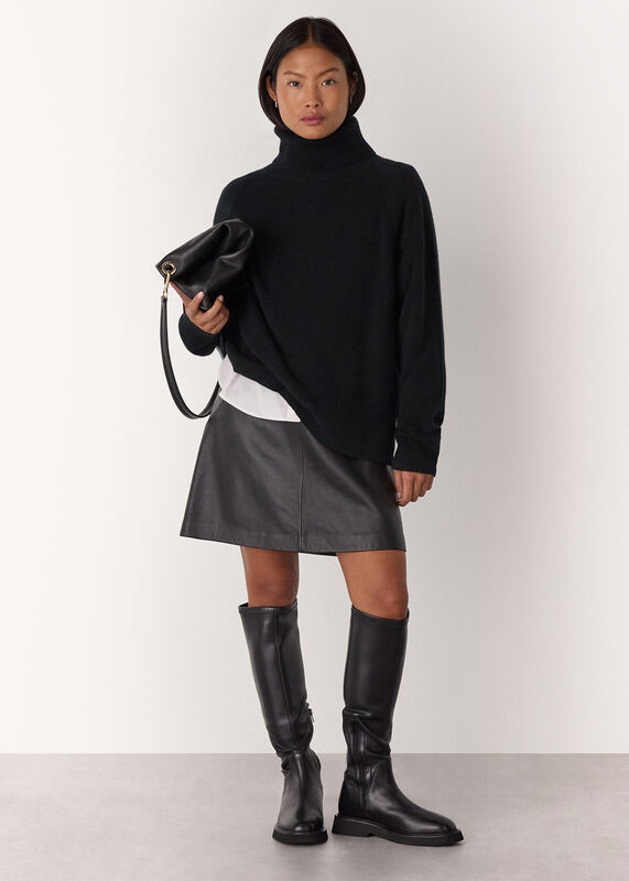 Black Petite Cashmere Turtleneck Sweater