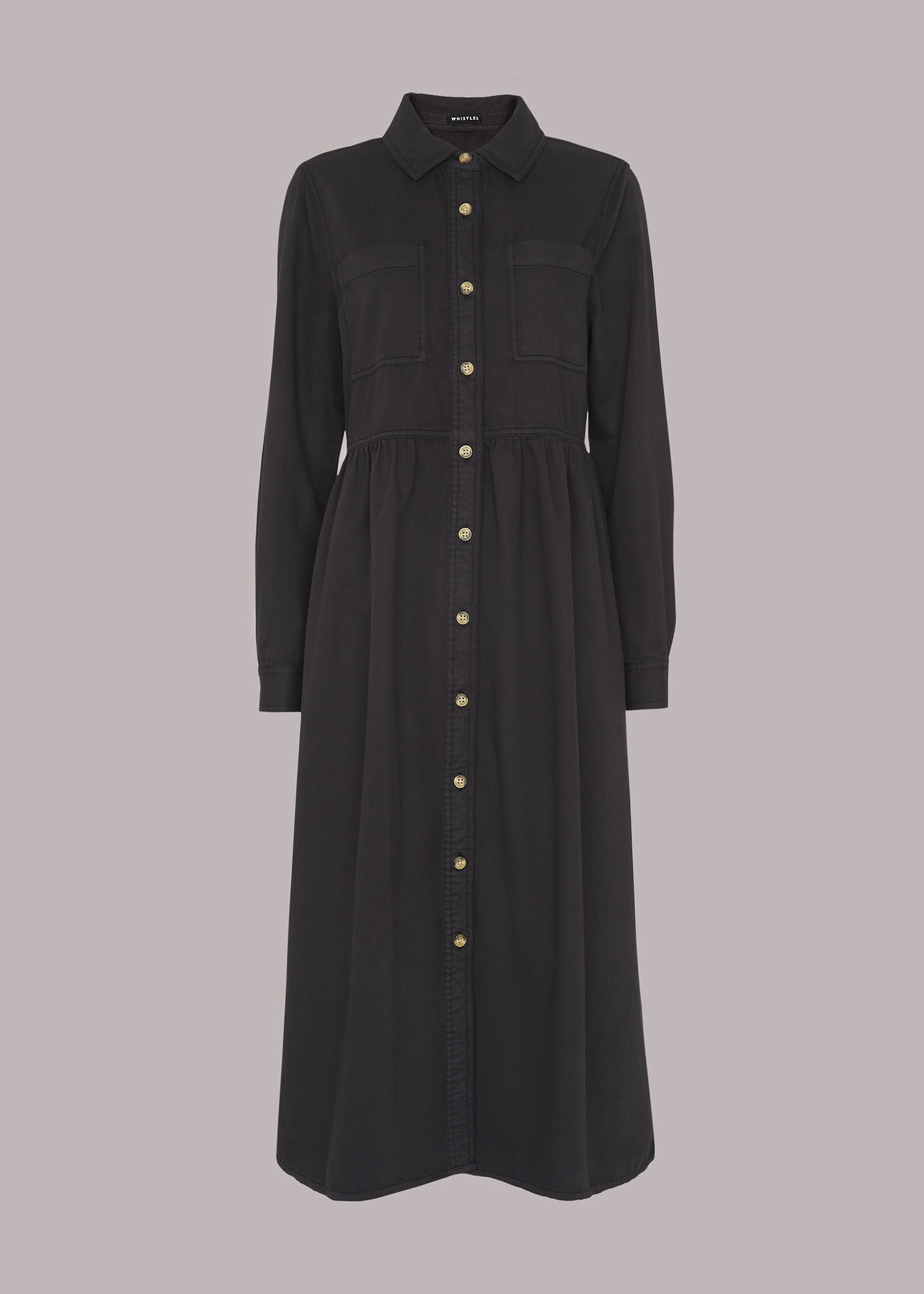 Black Button Up Shirt Dress | WHISTLES | Whistles UK