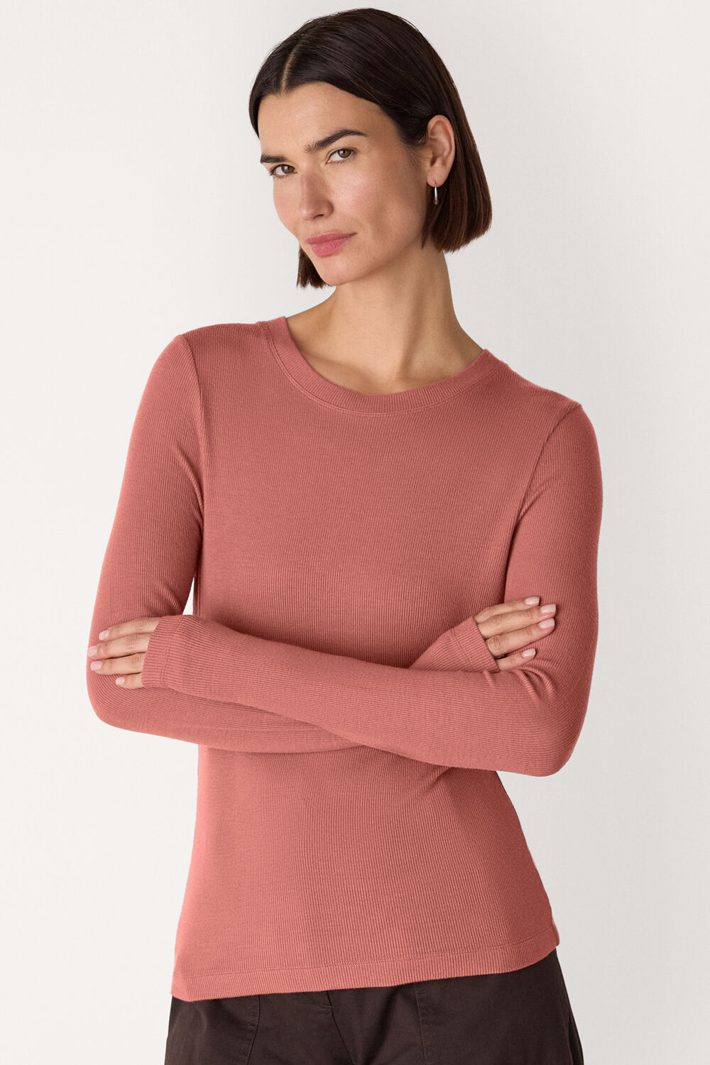 Rose Essential Ribbed Crew