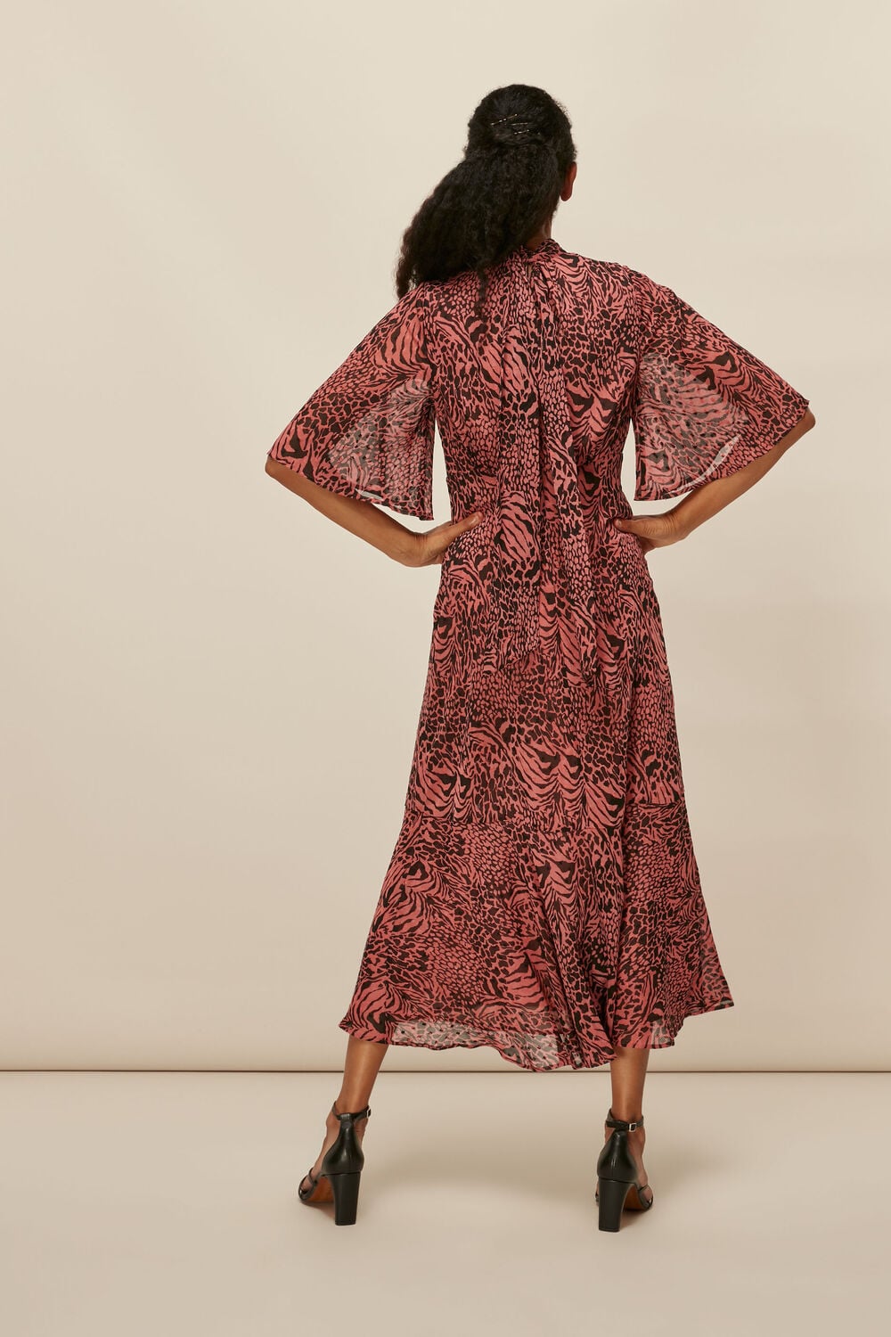 Desert Zebra Print Midi Dress