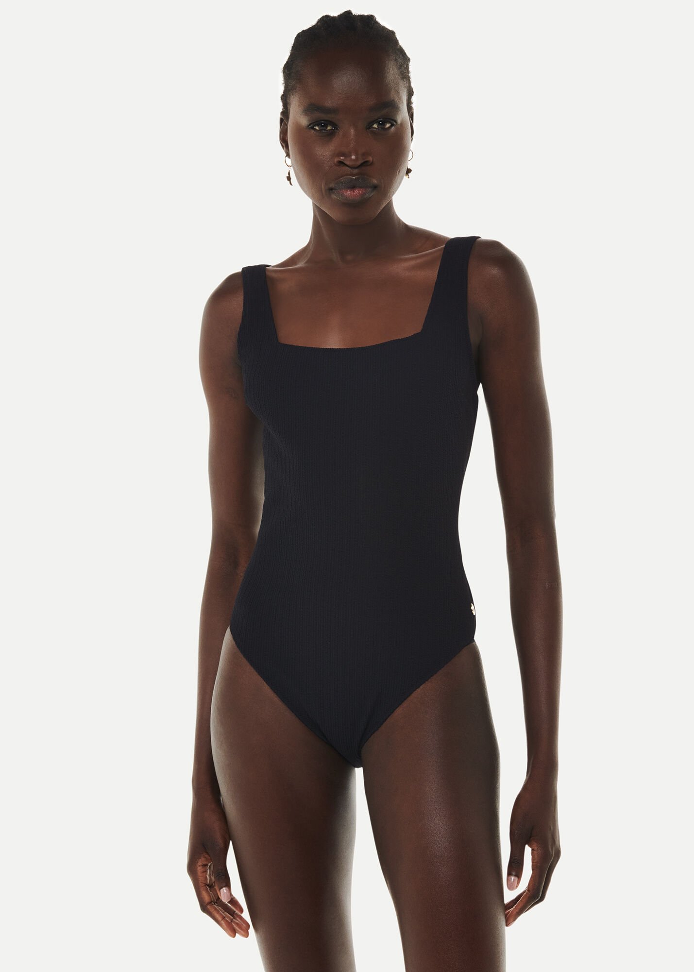 Black Square Neck Swimsuit WHISTLES