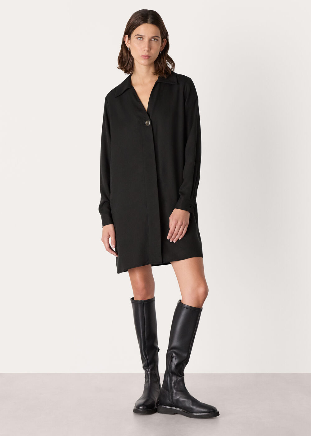 Collared Button Short Dress