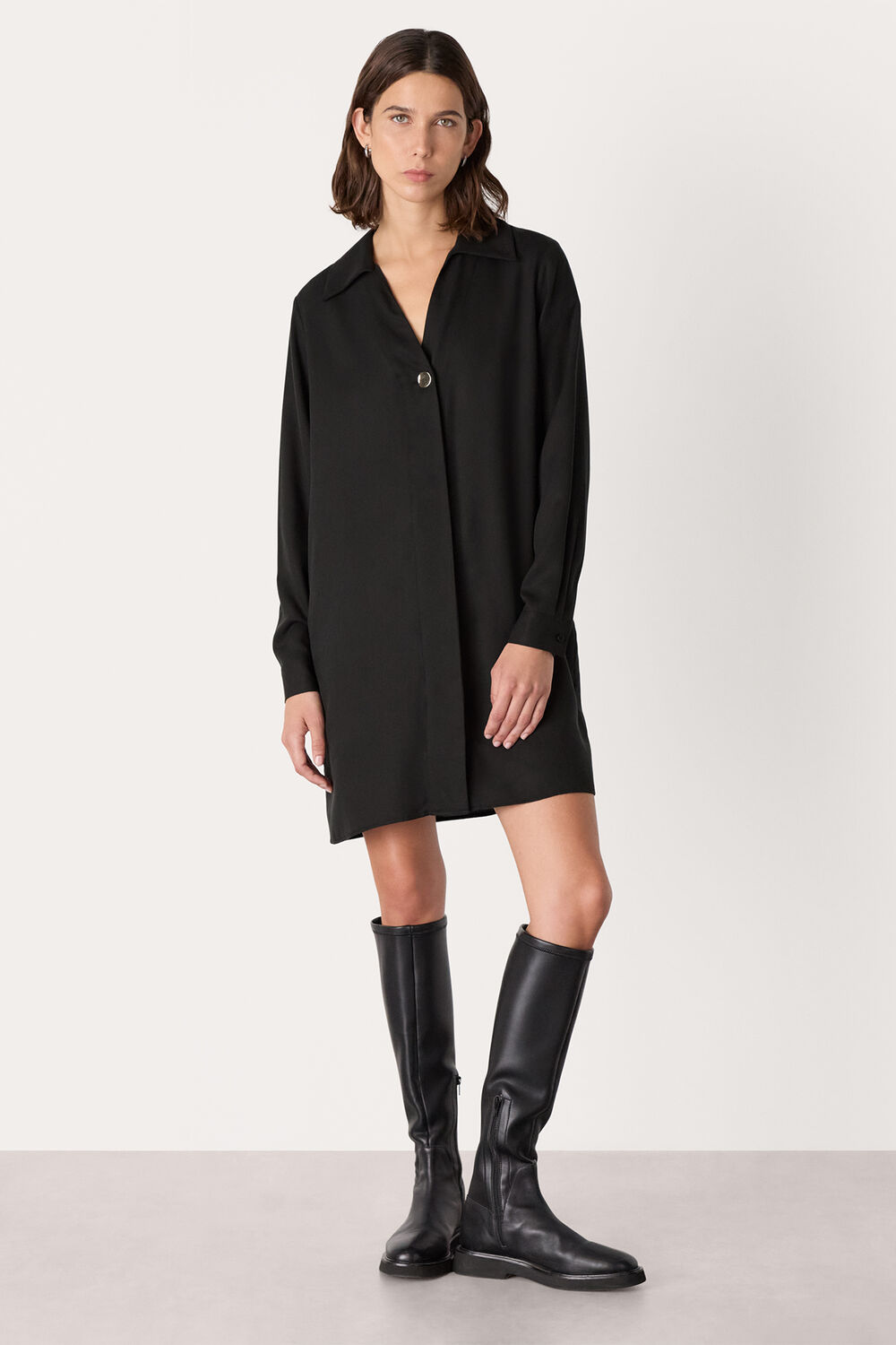 Collared Button Short Dress