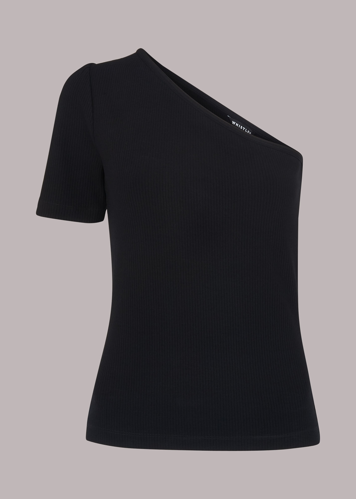 Black Ribbed One Sleeve Top WHISTLES Whistles UK