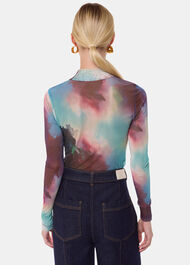Oil Paint Print Mesh Top