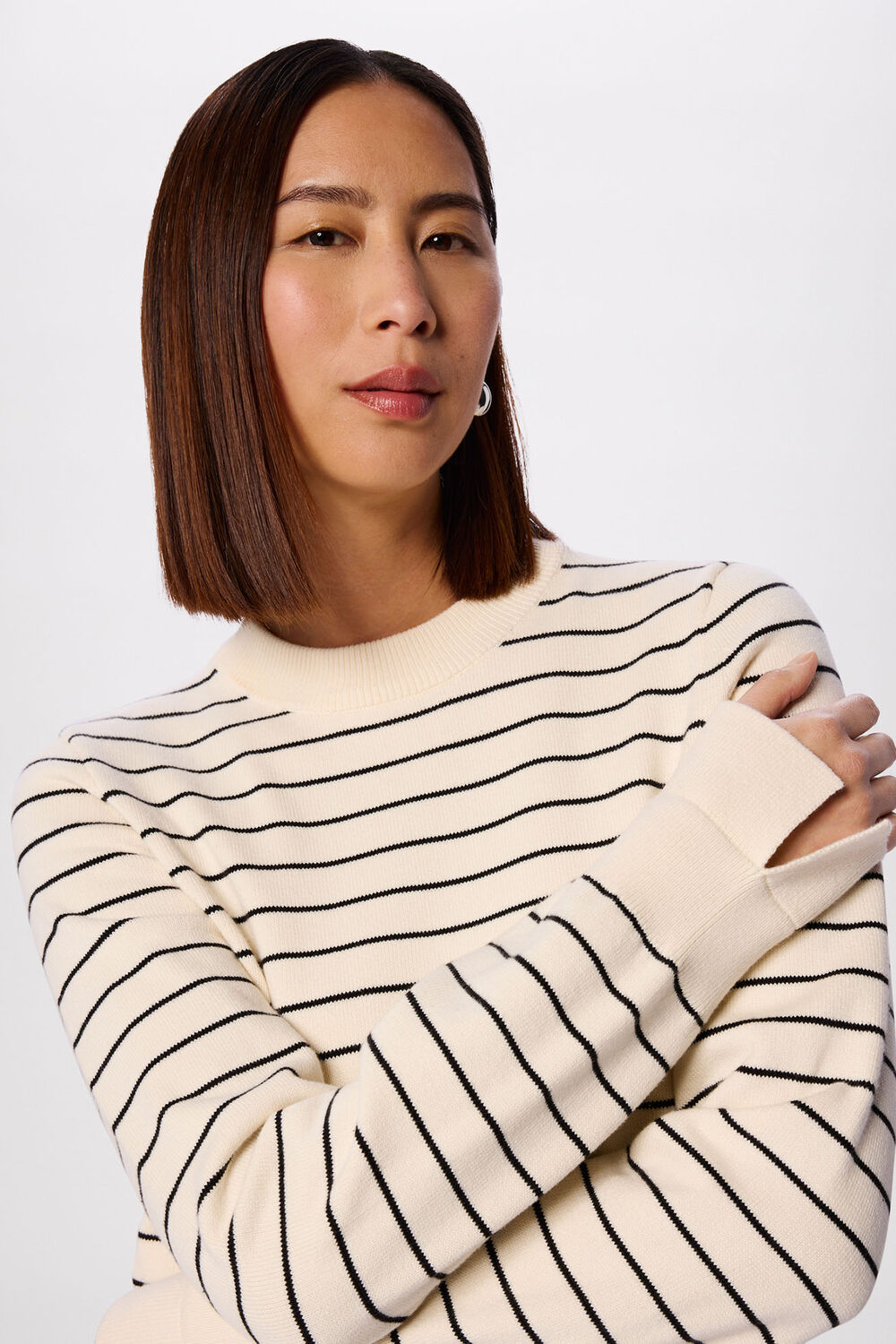 Ivory Classic Stripe Cotton Knit
