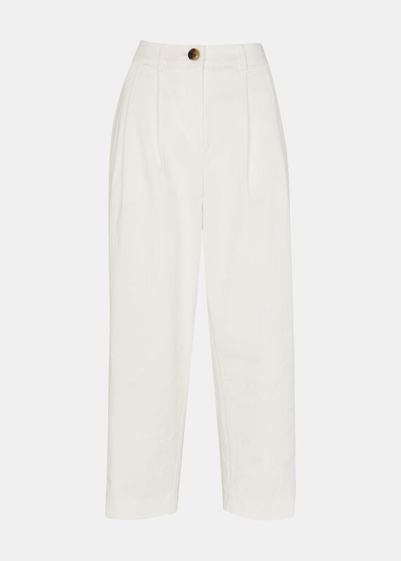 White Petite Bethany Barrel Leg Pants 