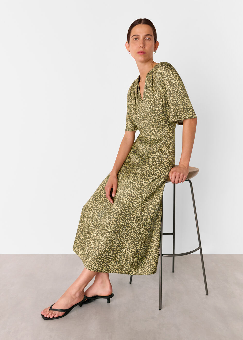 Leopard Viscose Midi Dress