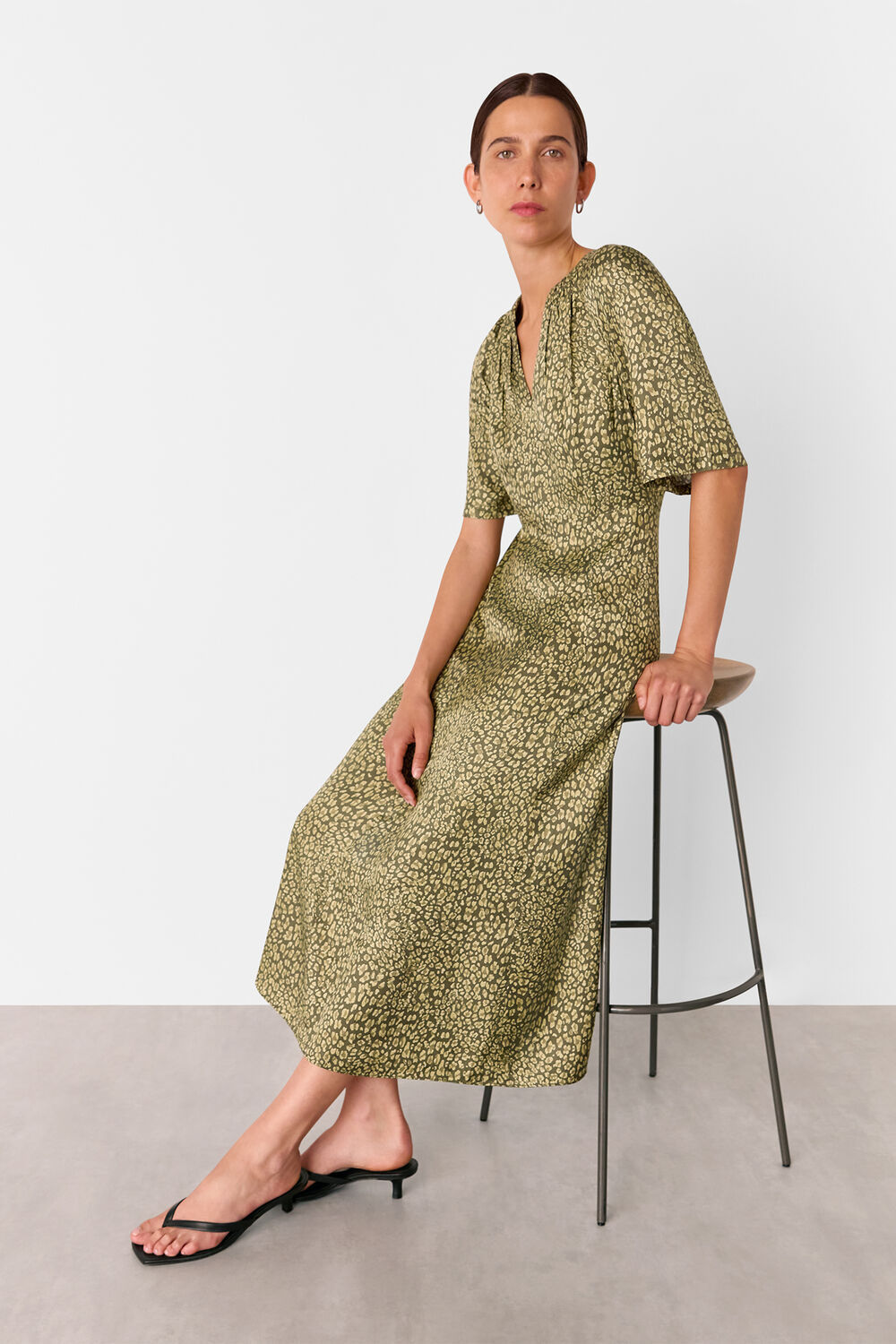Leopard Viscose Midi Dress