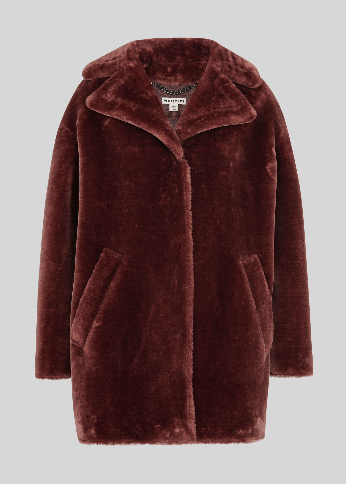 Brown Faux Fur Cocoon Coat WHISTLES