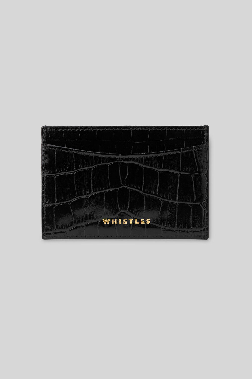 Black Shiny Croc Card Holder