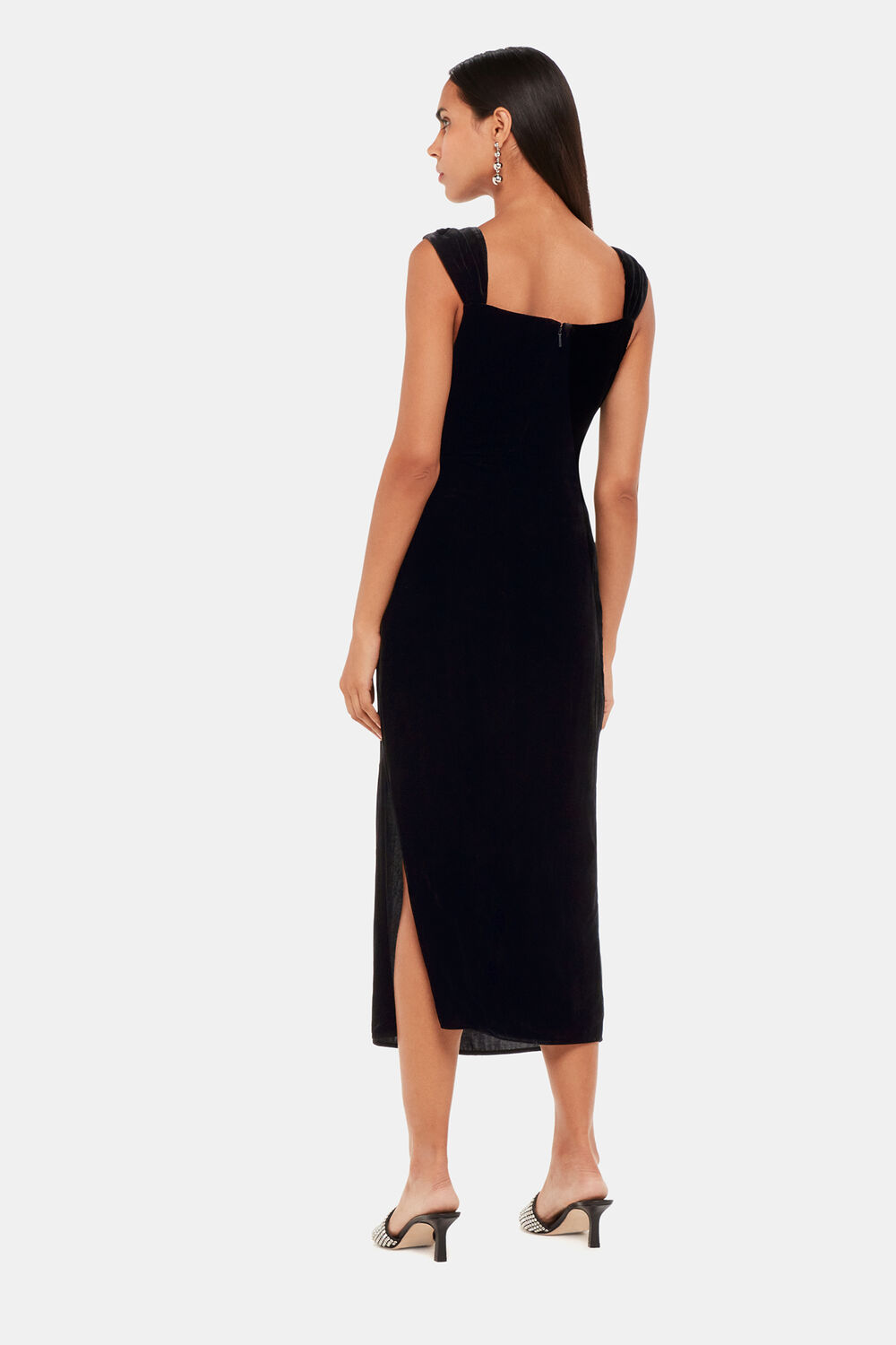 Draped Velvet Midi Dress