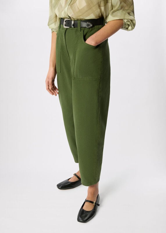 Khaki Full Length Cotton Trouser