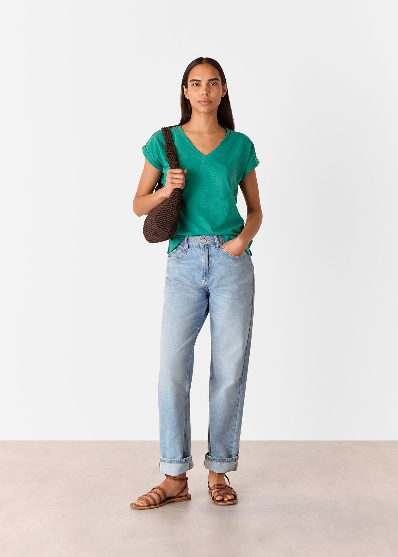 Willa V Neck Cap Sleeve Tee