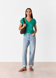 Willa V Neck Cap Sleeve Tee