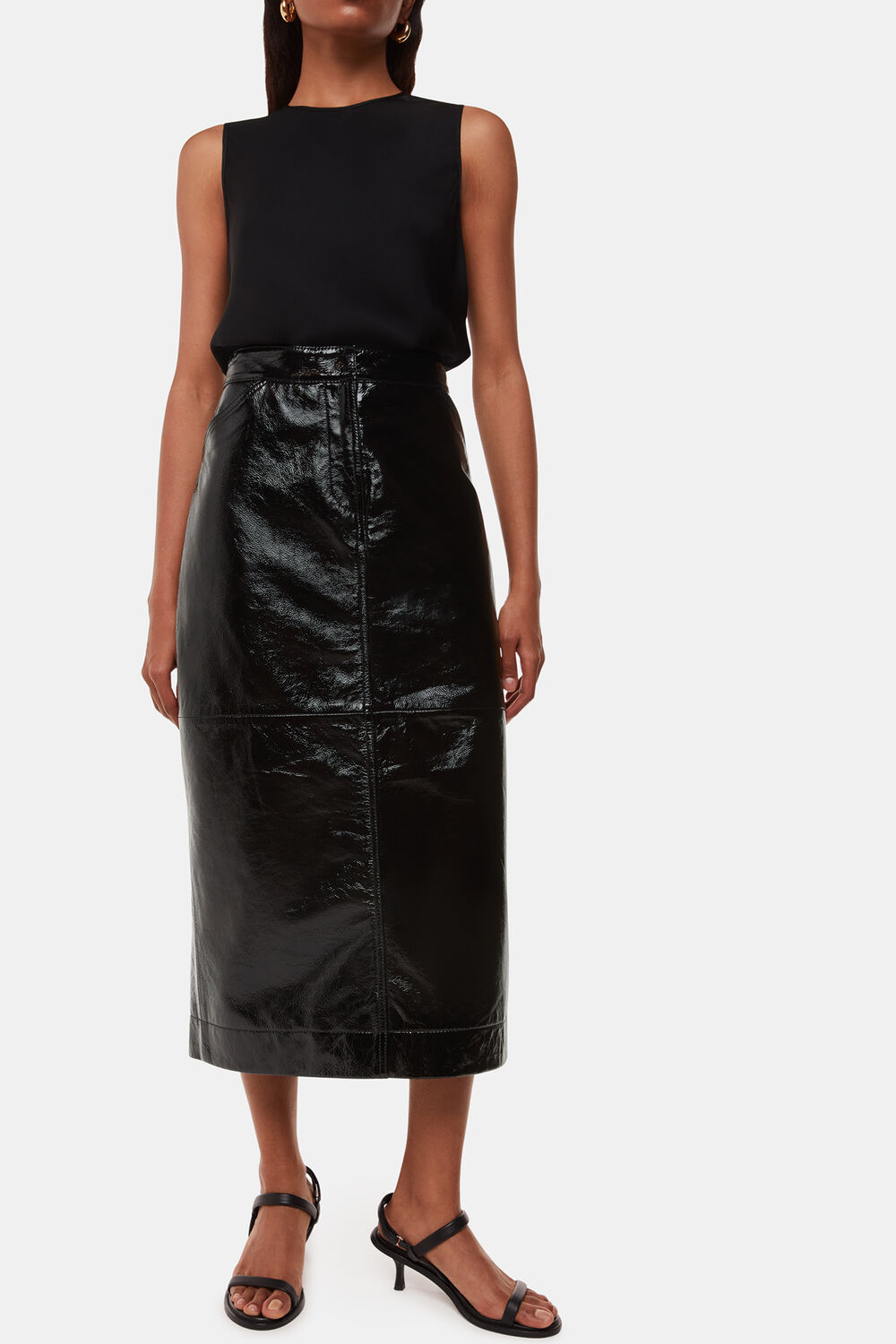Black Petite Rachel Patent Leather Skirt