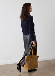 Crew Neck Scarf Cardigan