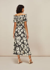 Starburst Floral Wrap Skirt Black/White